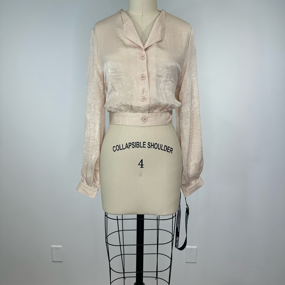 PrettyLittleThing Blush Satin Blouse